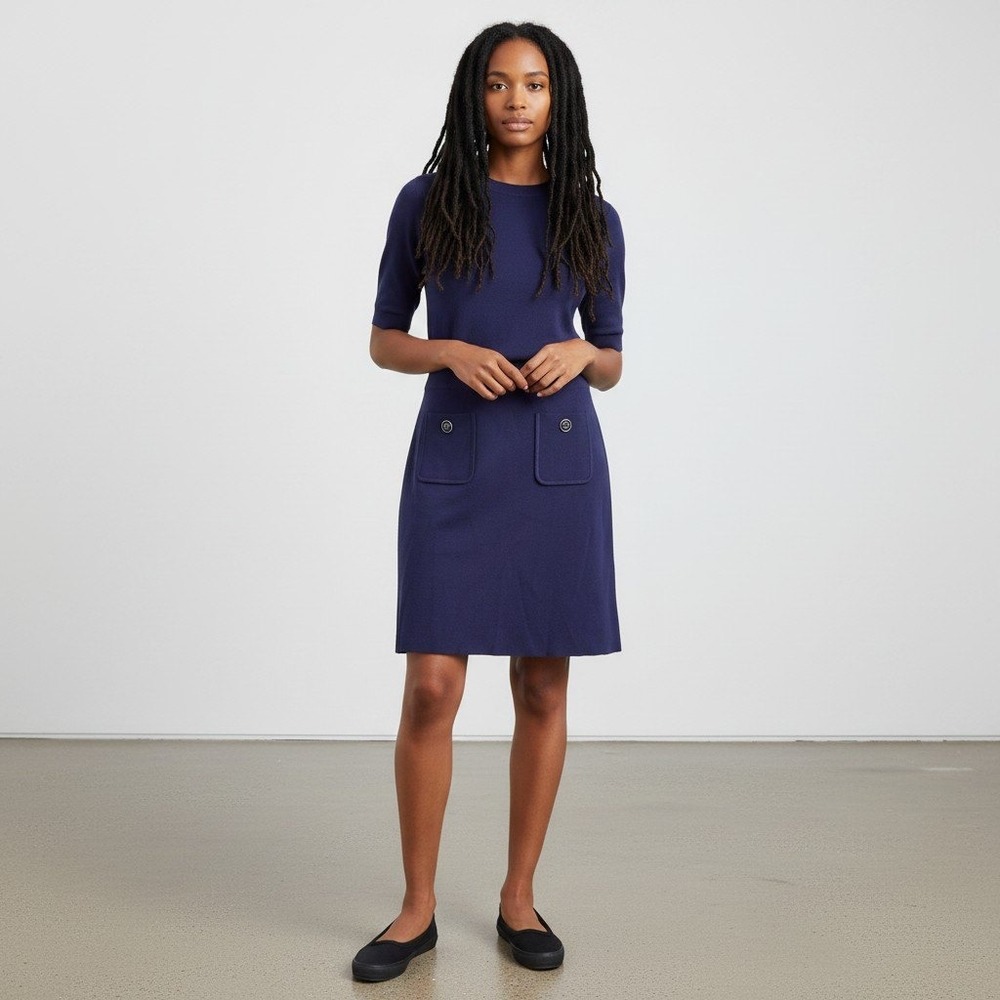 Tommy Hilfiger Front Pocket Women's Knit Mini Skirt Pull On Navy Blue Size M